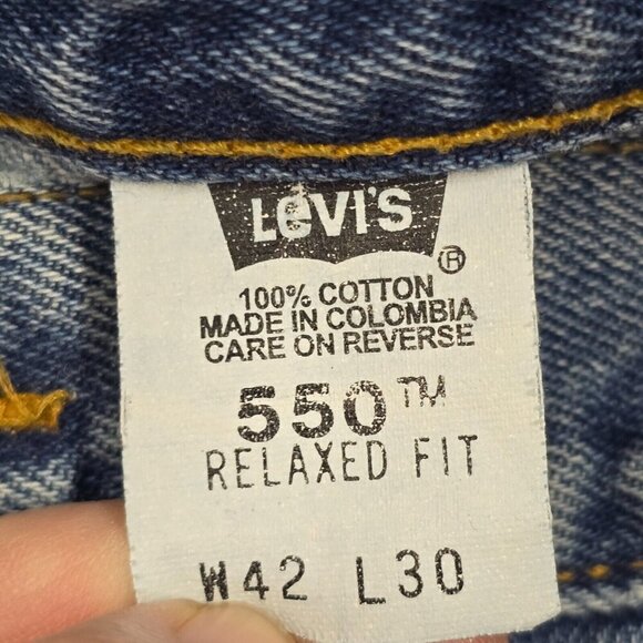 Levis 550 Jeans Men 42x30 (Fits 38x30) Blue Relaxed Tapered Fit 90s Denim - Picture 4 of 12